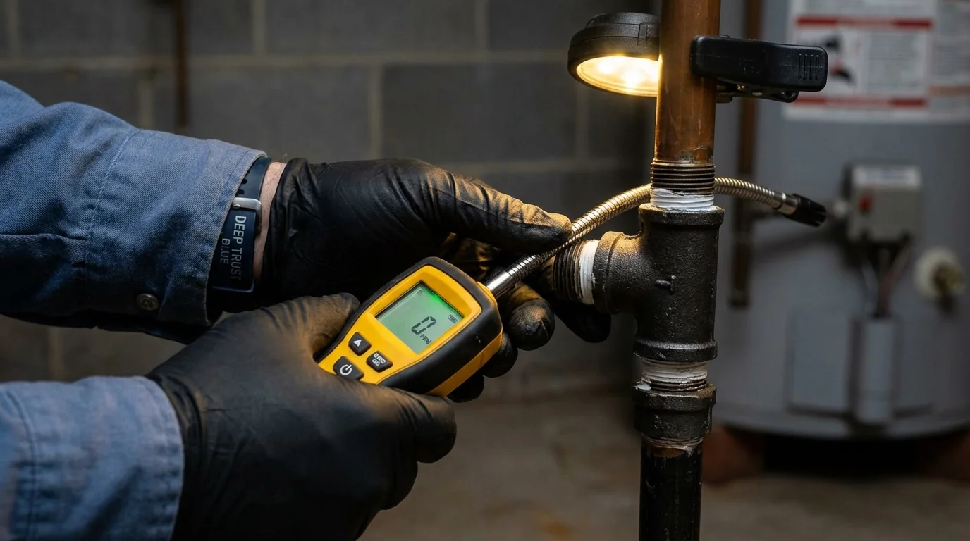 Gas leak detection with electronic sniffer by Johns Plumbing LLC in Turlock