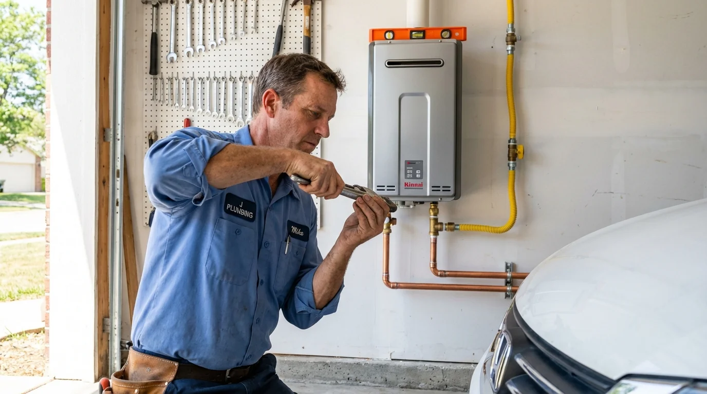 Tankless water heater installation by a Johns Plumbing LLC plumber in Turlock